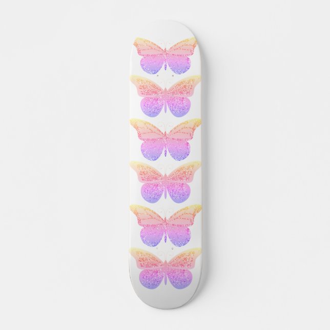 Rosa Lila Schmetterlinge Skateboard (Vorne)