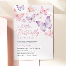 Rosa-lila-Schmetterlings-Baby-Shower-Einladung