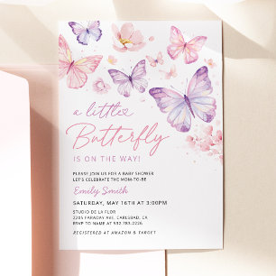 Rosa-lila-Schmetterlings-Baby-Shower-Einladung Einladung