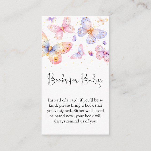 Rosa Lila Schmetterlingsbücher für Kinder Begleitkarte (Vorderseite)