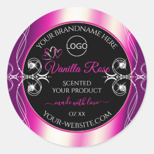 Rosa Lila schwarze Produktkennzeichnungen Diamante Runder Aufkleber