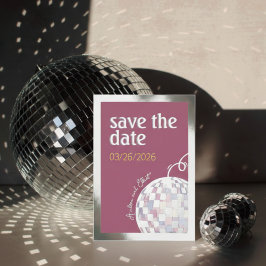 Rosa, Lila & Silber Disco-Hochzeit Save the Date Folieneinladung