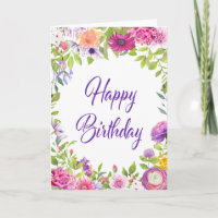 Rosa Lila Sommer Floral Happy Geburtstag