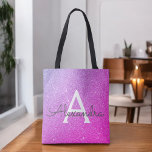 Rosa Lila Sparkle Elegante Monogram Book Bag<br><div class="desc">Rosa und Lila Ombre Imitate Sparkle und Glitzer Elegant Monogram Book Bag. Dieses Buchtasche kann so angepasst werden,  dass sie Ihren Vor- und Erstnamen enthält.</div>