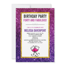 Rosa & Lila Sparkle Glitzer 40. Geburtstag Party