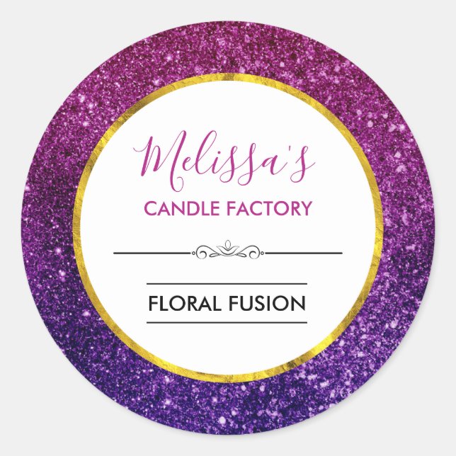 Rosa Lila Sparkling Glitzer Edelsteine Runder Aufkleber (Vorderseite)