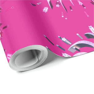 Rosa Lila Sterne Feuerwerk Geschenkpapier