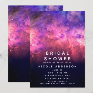 Rosa lila Sternenhimmel Kosmische Galaxie Brauseba Einladung