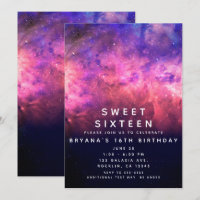 Rosa Lila Sternenhimmel Kosmische Galaxie Sweet 16