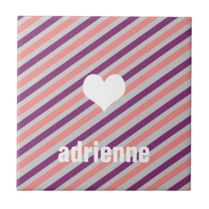 Rosa lila Streifen Herzmoderne Displayplatte Fliese