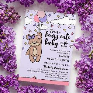 Rosa lila süße Mädchen-Baby-Party Einladung