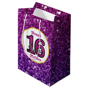 Rosa & Lila Sweet 16 Sparkle Glitzer Edelsteine Mittlere Geschenktüte