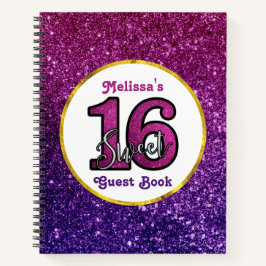 Rosa & Lila Sweet 16 Sparkle Glitzer Edelsteine Notizbuch