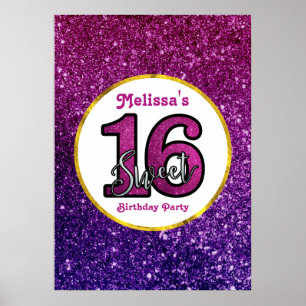 Rosa & Lila Sweet 16 Sparkle Glitzer Edelsteine Poster