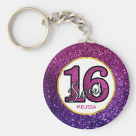 Rosa & Lila Sweet 16 Sparkle Glitzer Edelsteine Schlüsselanhänger