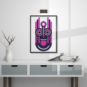 Rosa Lila Tiki-Maske Leinwanddruck