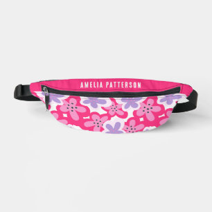 Rosa lila tropisches Blumenmuster personalisierter Bauchtasche
