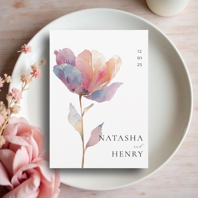 Rosa lila Tulpen-Blumen-Watercolor-Hochzeit  Einladung (Von Creator hochgeladen)