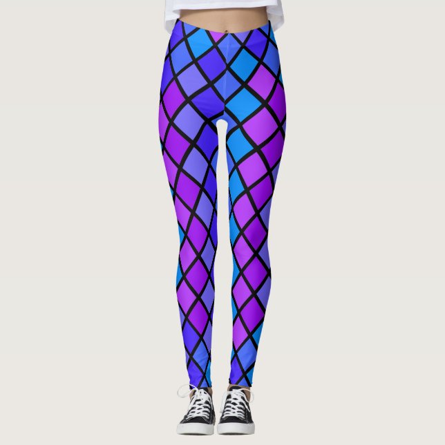 Rosa Lila Türkis Mosiac Leggings (Vorderseite)