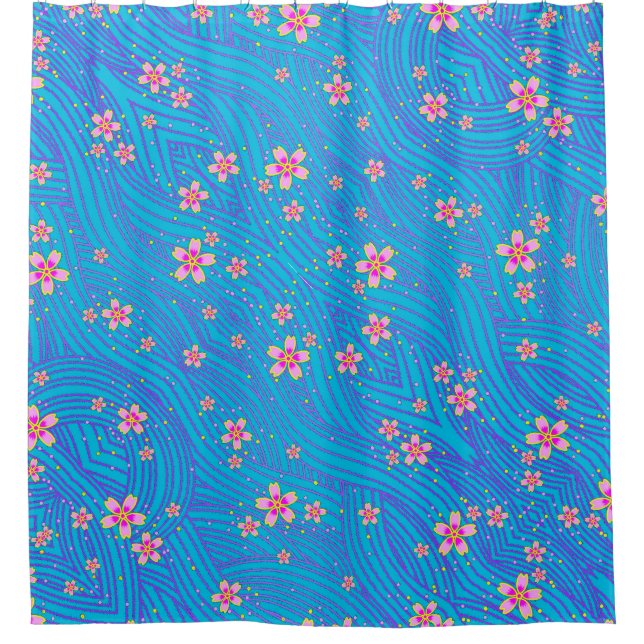rosa lila und blau duschvorhang (Vorderseite)