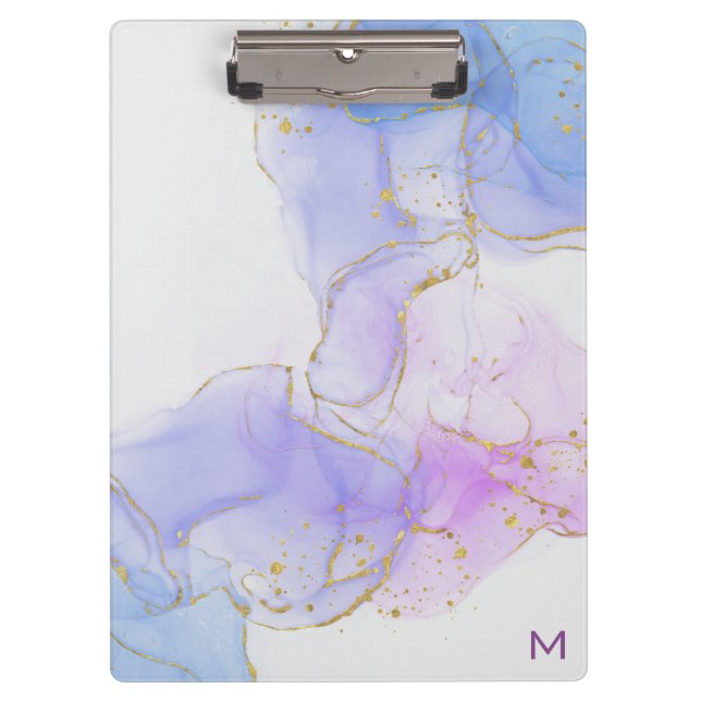 Rosa, Lila und blaue Alkoholtinte Klemmbrett (Vorderseite)