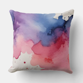 Rosa lila und blaue Wasserfarbe abstrakt Kissen