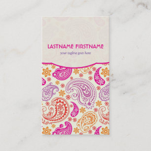 Rosa Lila und Gelbe Paisley-Schinken-Muster-Design Visitenkarte