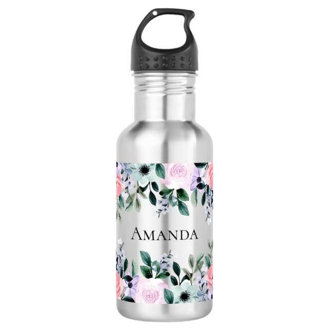 Rosa Lila und grüne Farbe Edelstahlflasche (Vorderseite)