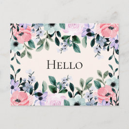 Rosa Lila und grüne Flora Hallo Postkarte