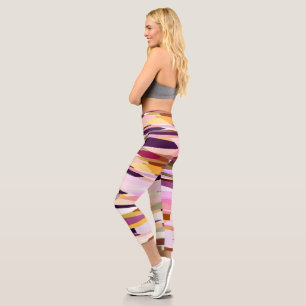 Rosa, Lila und orange abstrakt Capri Leggings