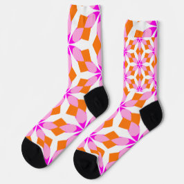 Rosa Lila und Orange Blumen Geometrisch Socken