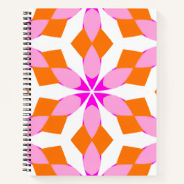 Rosa Lila und Orange Blumengeometrie Notizbuch