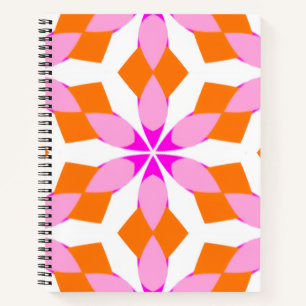 Rosa Lila und Orange Blumengeometrie Notizbuch
