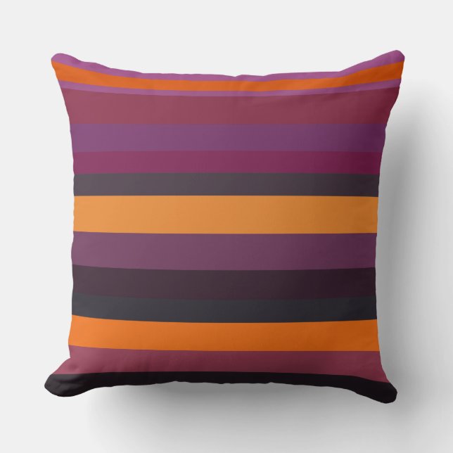 Rosa, Lila und orangefarbene Streifen Kissen (Vorderseite)