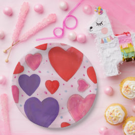 Rosa Lila und rotes Himmelsmuster Pappteller