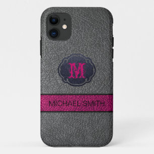 Rosa Lila und schwarzes Leder Case-Mate iPhone Hülle