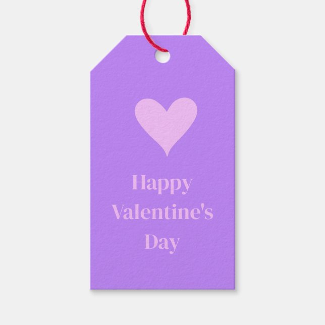 Rosa - Lila Valentinstag Geschenkanhänger (Vorderseite)