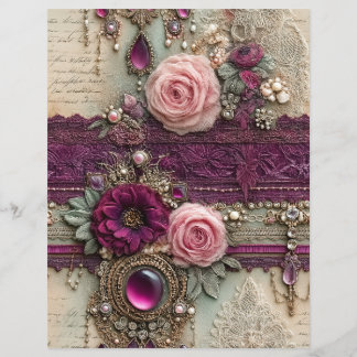 Rosa lila Vintage-Junk-Journal-Scrapbook-Papier