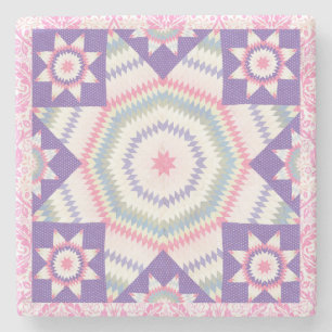 Rosa Lila Vintage Stilelemente Steinuntersetzer