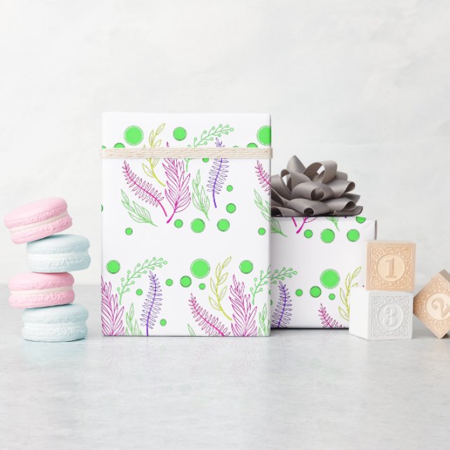 Rosa Lila Violett Grün Abstrakt Geschenkpapier (Babyparty)