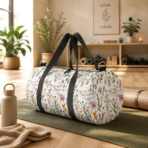 Rosa lila Wasserfarbe Wildblume Duffle Bag