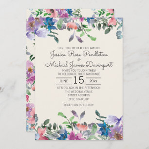 Rosa Lila Wasserfarben Garten Blumenzwiebeln Einladung