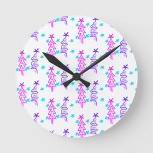 Rosa Lila Weihnachtsfeiertage Weihnachten Runde Wanduhr