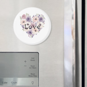 Rosa Lila Weiß Florales Herz Magnet