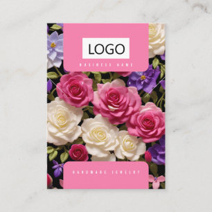 Rosa lila weiße Rosen Schmuck Displaykarten Visitenkarte