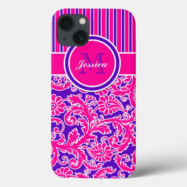 Rosa Lila weißer Streifen Damask 3 iPad Air Hüllen (Rückseite)