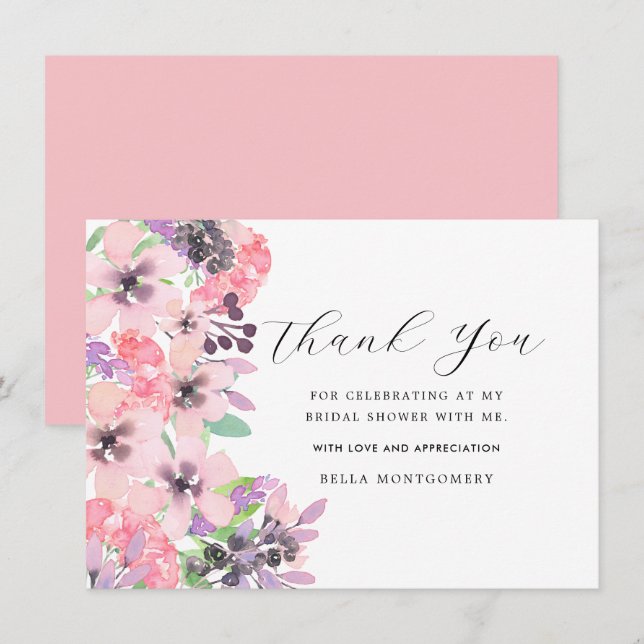 Rosa Lila Wildblume Brautparty Vielen Dank (Vorne/Hinten)