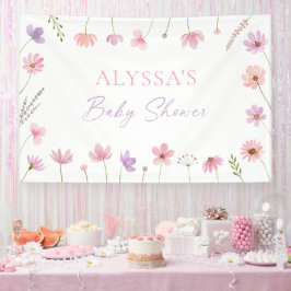 Rosa Lila Wildblumen Kinderdusche Banner