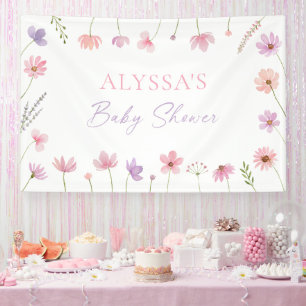 Rosa Lila Wildblumen Kinderdusche Banner