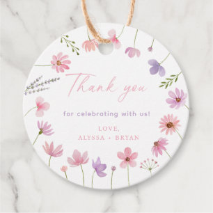 Rosa Lila Wildblumen Kinderdusche Geschenkanhänger